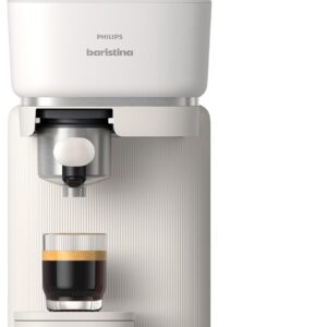 Philips Baristina Espresso Machine, Real Espresso, Made Simple, Compact Coffee Machine, Natural White with White Portafilter, 16 Bar Pump Pressure, Automatic Grinder, Cafe Crema (BAR300/00)