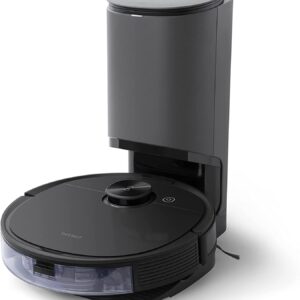 ECOVACS Deebot N8 Black Vacuum Cleaner Robot with Mop Function, 2300Pa Suction Power, Robot Vacuum Cleaner for Pet Hair, Navigation Technology + Automatic Suction Station, Self-Emptying, Alexa, Black