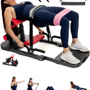 Hip Thrust Machine & Sissy Squat Machine, Hip Thrust Bench Glute Machine Squat Workout Machine Booty And Legs Builder, Glutes Workout Equipment for Home Gym with 4 Rope Bands