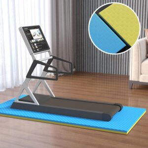 Generisch Thickened Treadmill Mat, Non-Slip and Durable Mat, High Density Training Equipment Mat, Large Noise Reduction Mat for Exercise Bikes, Anti-Vibration Pads, 78.7 x 39.4 Inches (Blue/Yellow)
