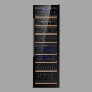 BODEGA43 -180 Wine Fridge Freestanding Large - Wine Climate Cabinet with 2 Zones, 5-20 ºC, 480 Litres, 180 Bottles, 8 Shelves, Full Glass Design Door, Low Noise (41 dB) & Very Low Vibration, Black [Energy Class G]