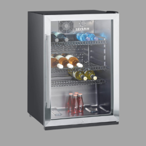 SEVERIN FSK 8840 Bottle Fridge with Integrated Lock and Integrated LED Lighting 118 L Capacity Black/Silver [Energy Class C]