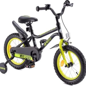 14 Zoll Kinderfahrrad BMX Fahrrad für Jungen und Mädchen Stützrädern Jumper Gelb